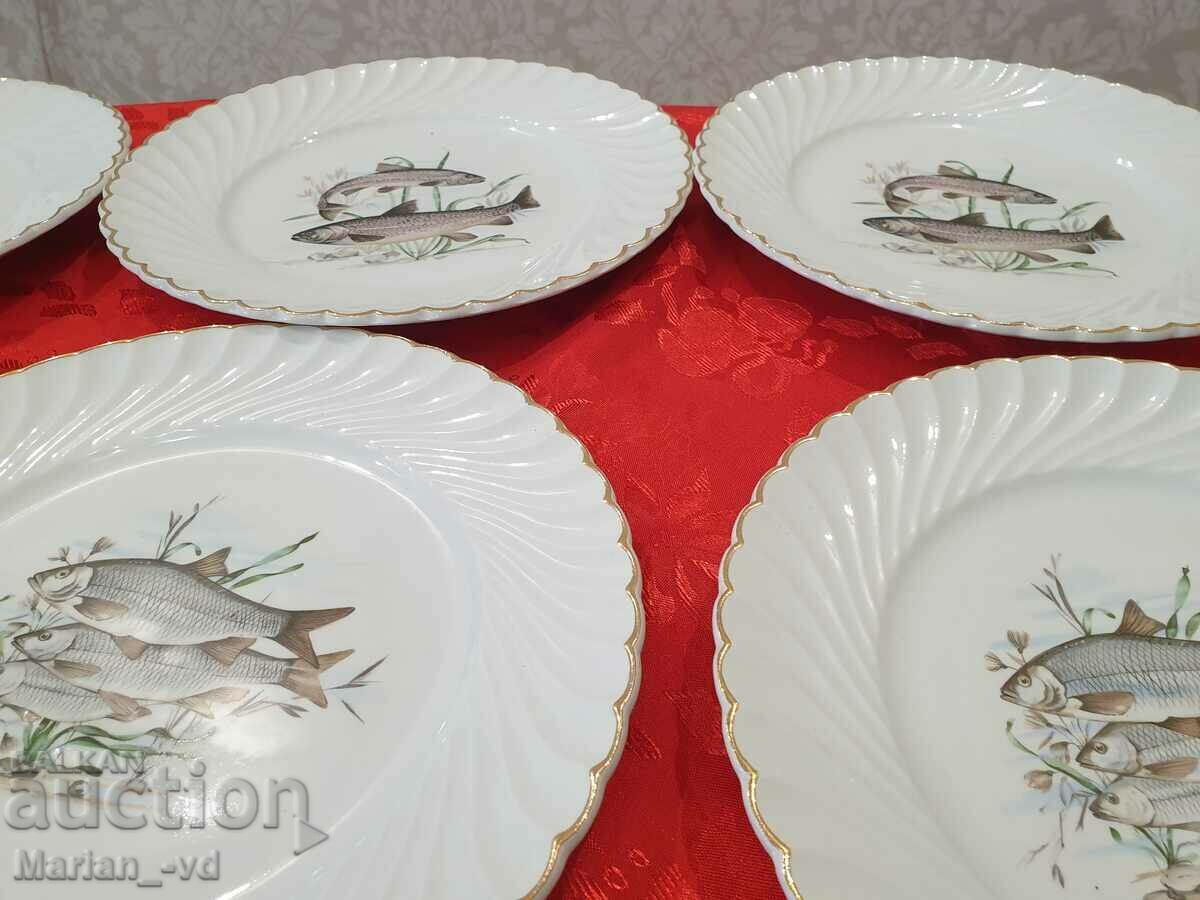 LUNEVILLE French porcelain fish dinnerware - 5 LUNEVILLE French porcelain fish dinnerware - 5