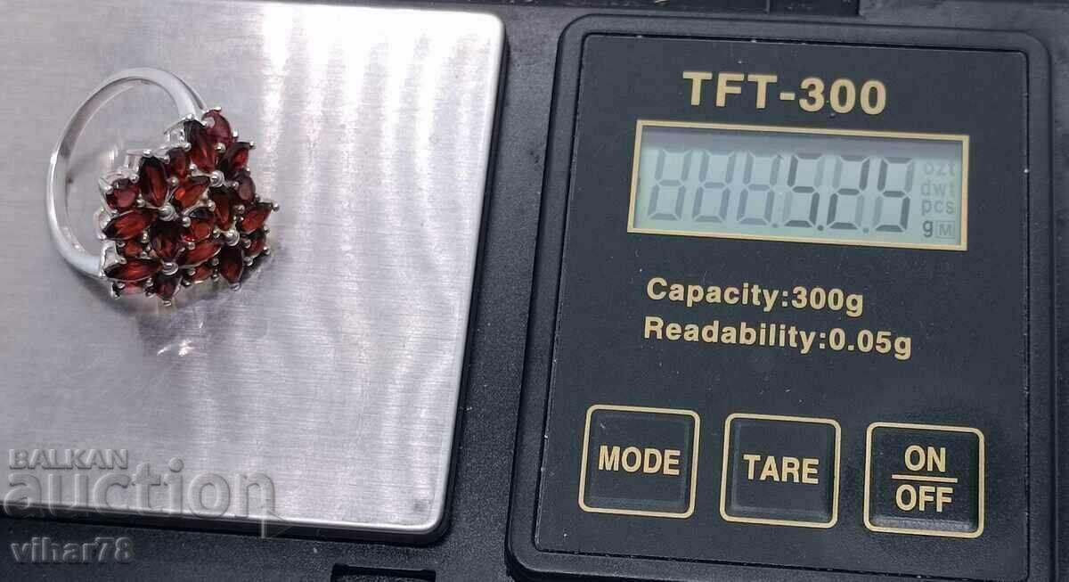 WOMEN'S SILVER RING WITH GARNET - 5