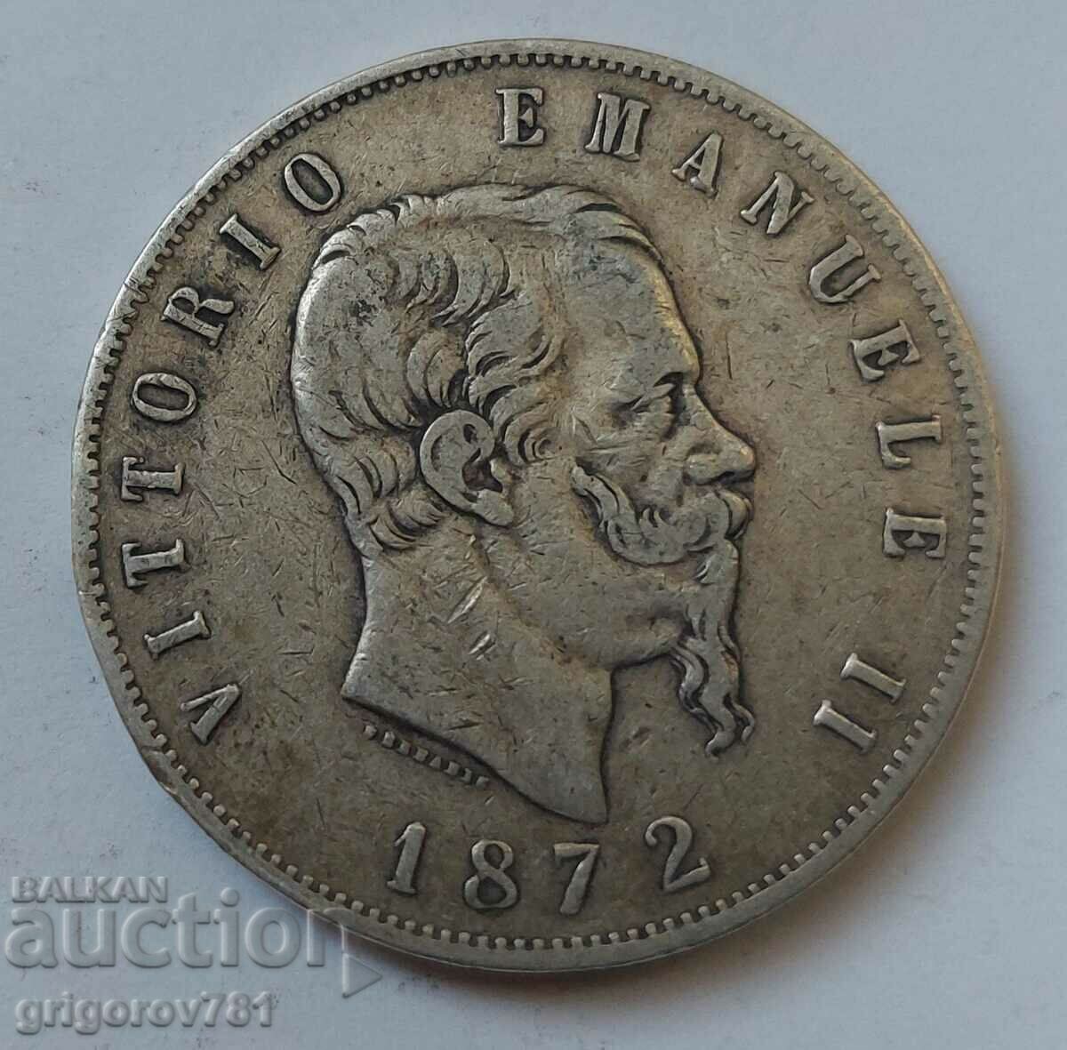 5 Lira Silver Italy 1872 M - Silver Coin #220