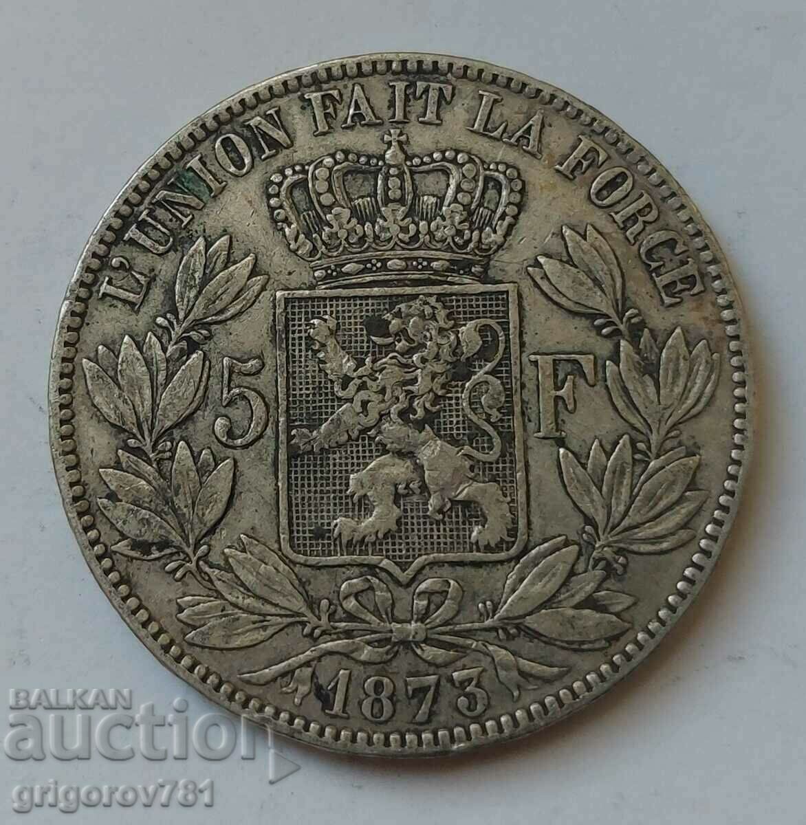 Ασημένιο 5 Φράγκα Βέλγιο 1873 - Ασημένιο νόμισμα #227 με τιμή € 34.26 | 67.01 BGN