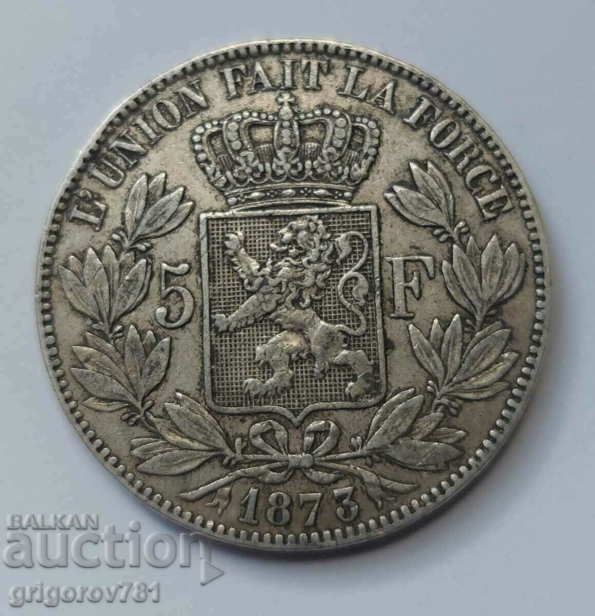 5 франка сребро Белгия 1873 - сребърна монета #232 с цена € 34.26 | 67.01 лв.