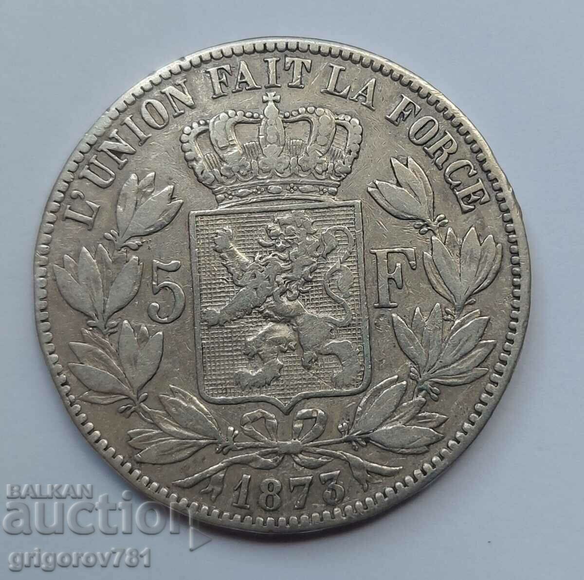 Ασημένιο 5 Φράγκα Βέλγιο 1873 - Ασημένιο νόμισμα #235 με τιμή € 34.26 | 67.01 BGN