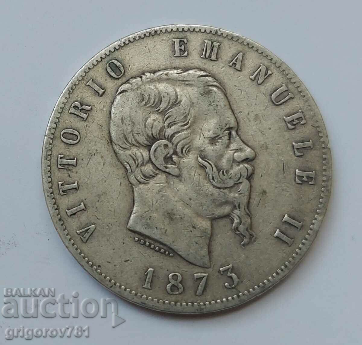 5 лири сребро Италия 1873 - сребърна монета #238