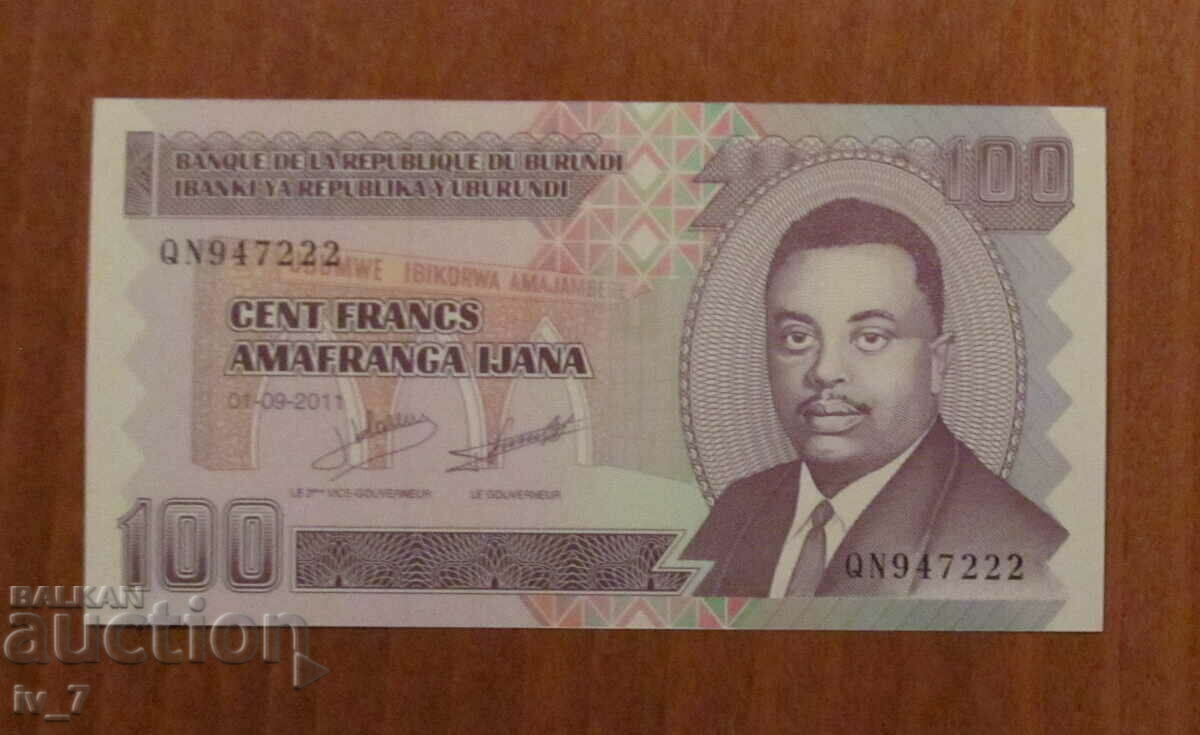 100 φράγκα 2011, Μπουρούντι - UNC