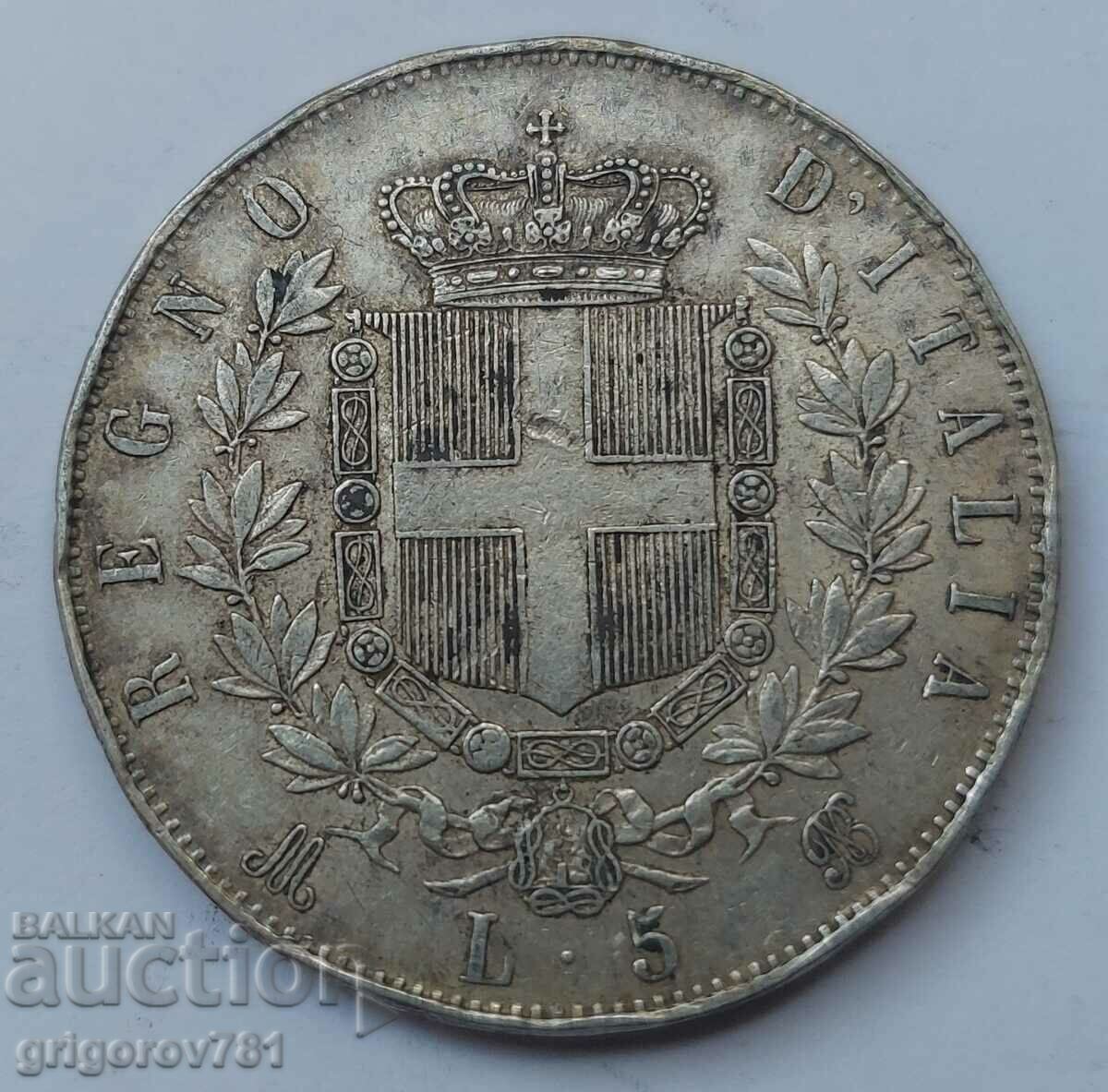 5 лири сребро Италия 1874 - сребърна монета #240 с цена € 34.26 | 67.01 лв.