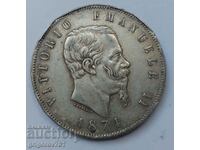 5 лири сребро Италия 1874 - сребърна монета #240