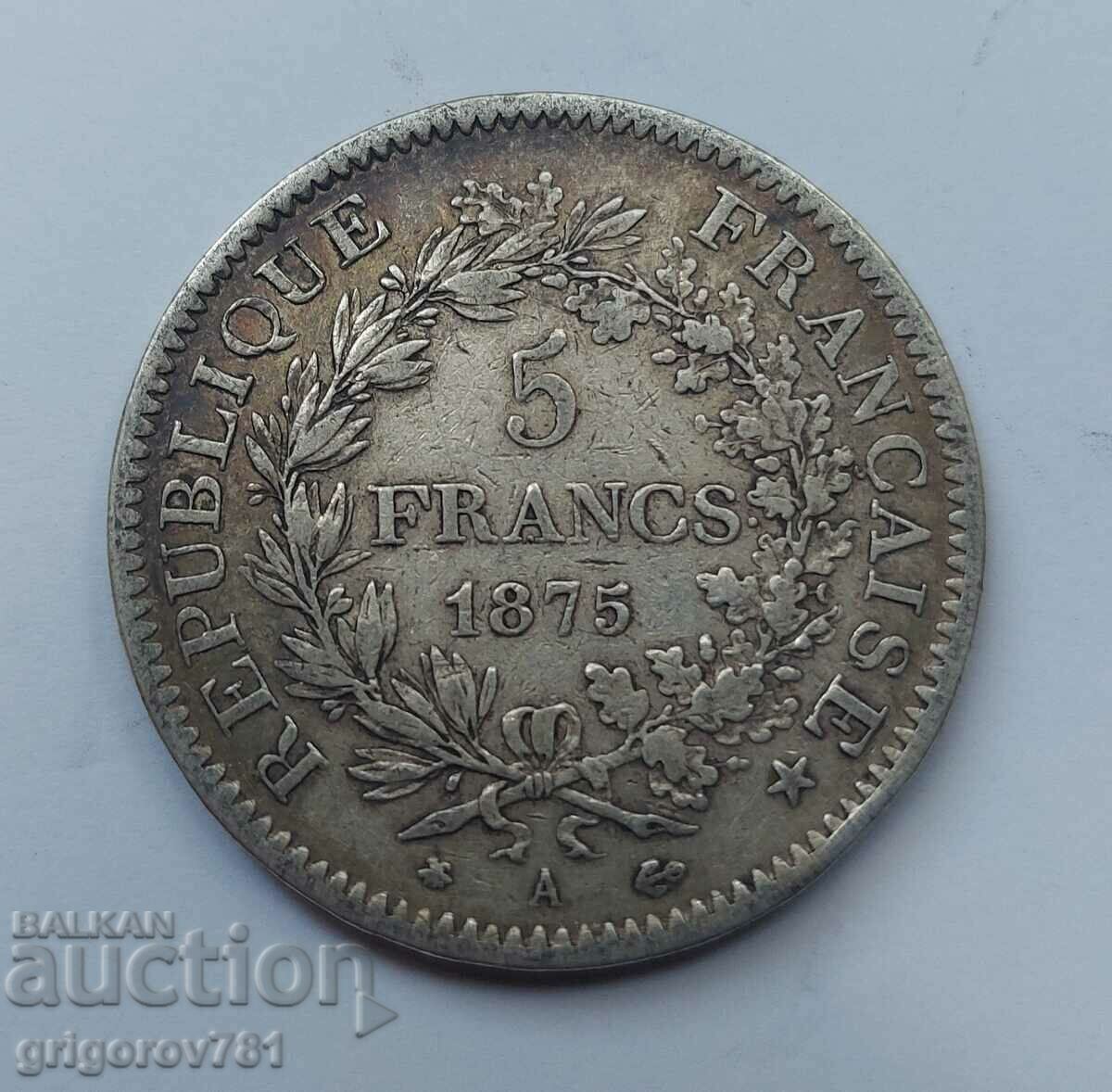 5 Francs Silver France 1875 A - Silver Coin #243