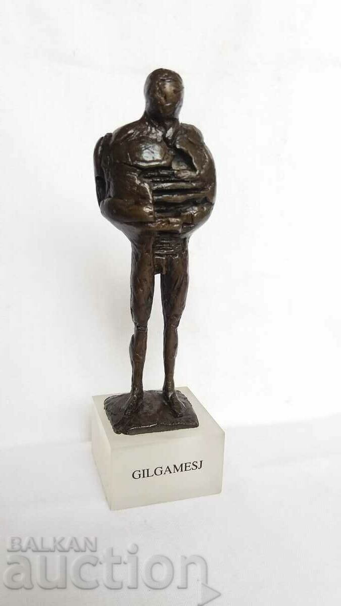 Old bronze plastic statuette signed--Gilgamesj