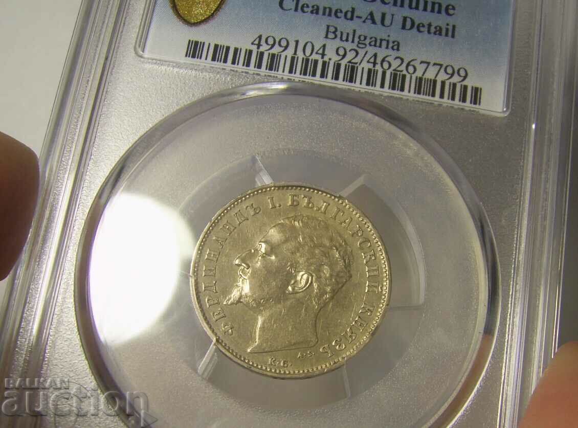 Bulgaria 1 lev 1894 Cleaned-AU detaliu PCGS - 6