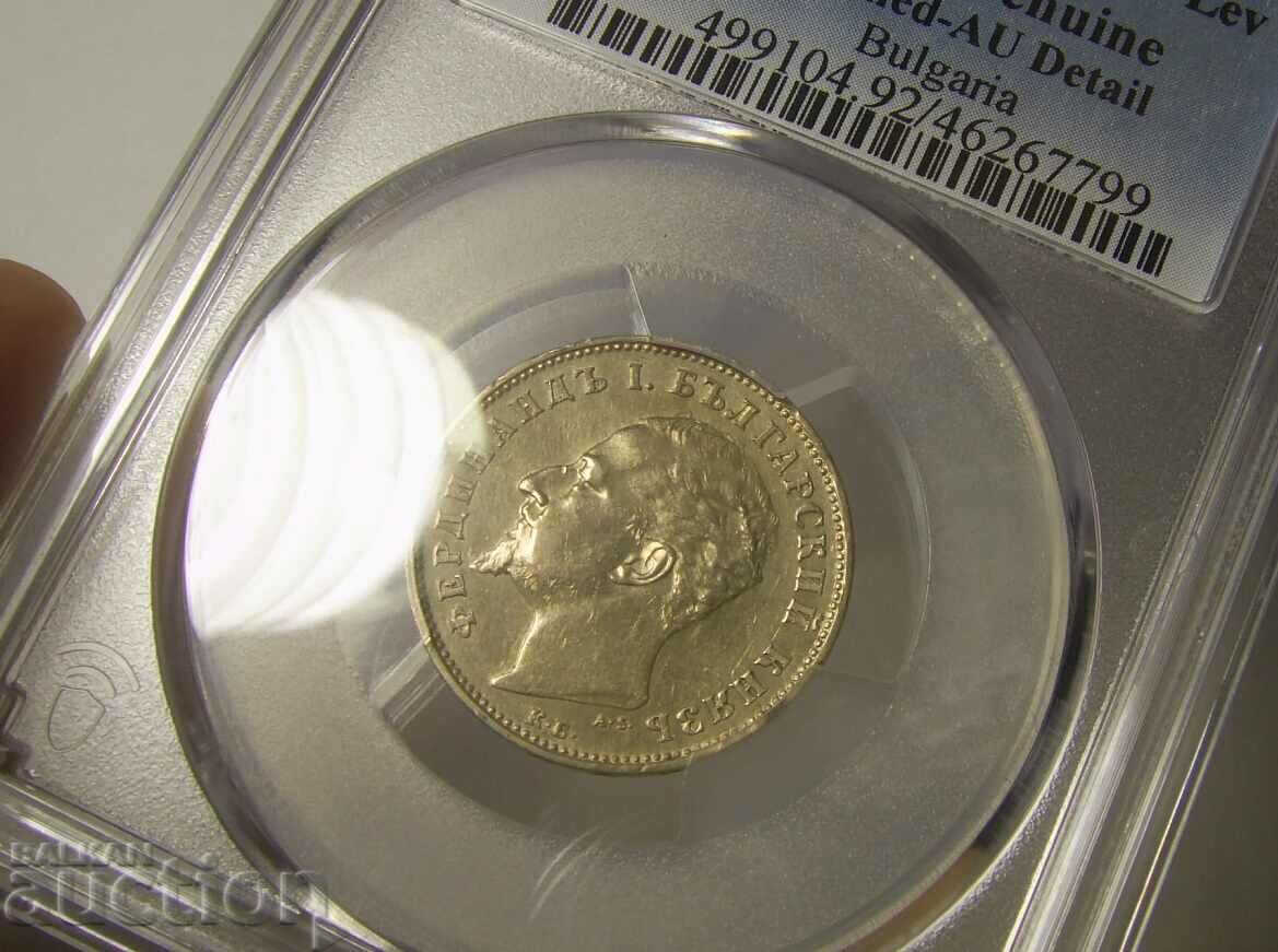 Bulgaria 1 lev 1894 Cleaned-AU detaliu PCGS - 7