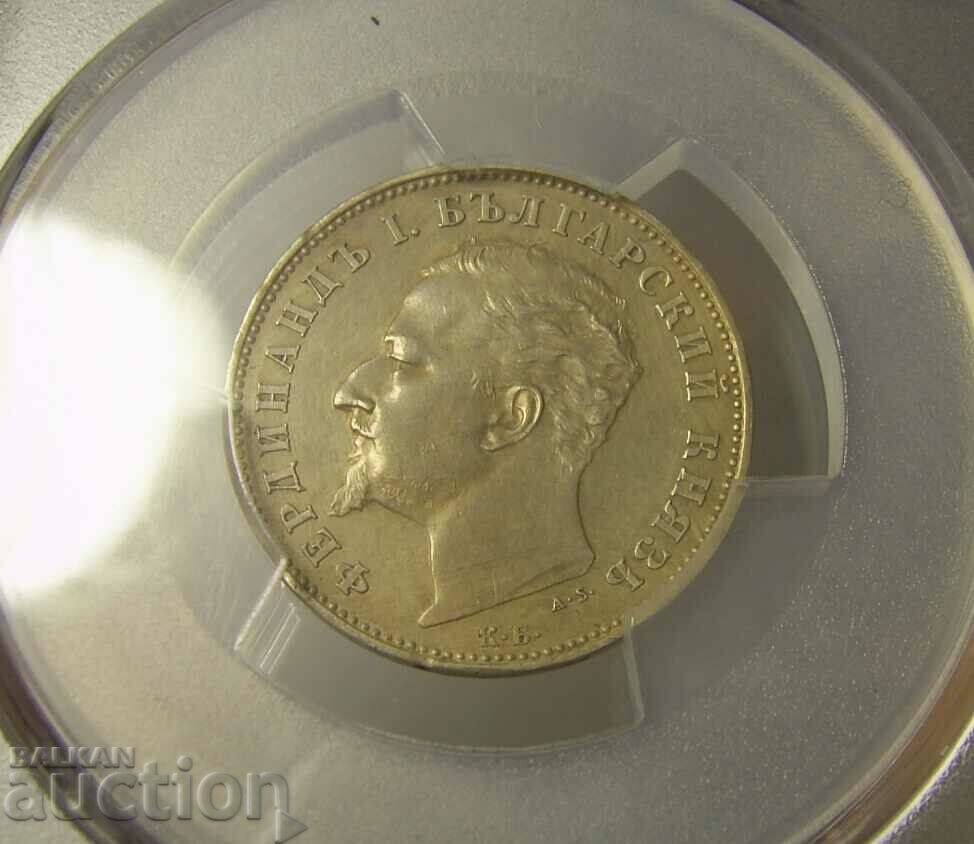 Bulgaria 1 lev 1894 Cleaned-AU detaliu PCGS - 5