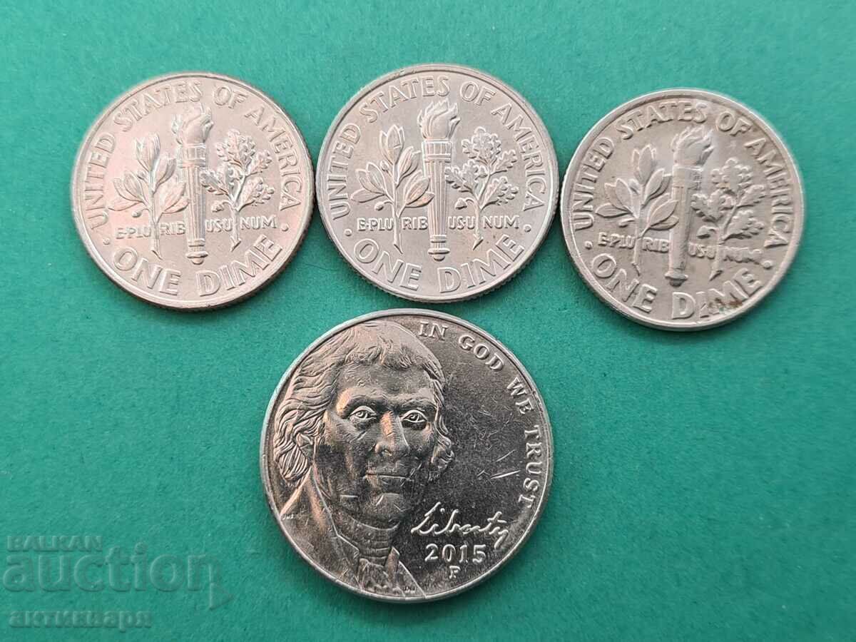 US quarter dollar Lot - 4 pieces with price 2.00 BGN | € 1.02