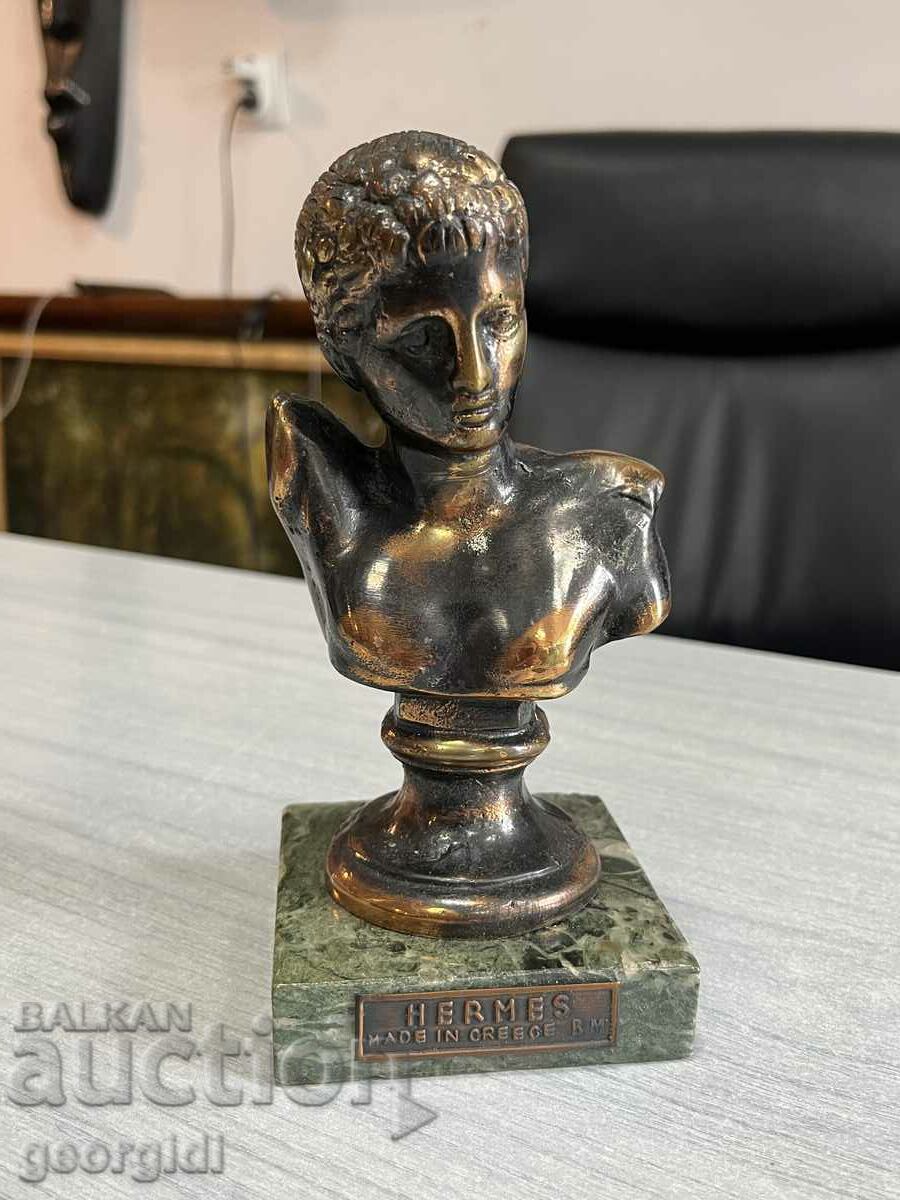 Greek sculpture / figure / bronze bust of Hermes. #3889