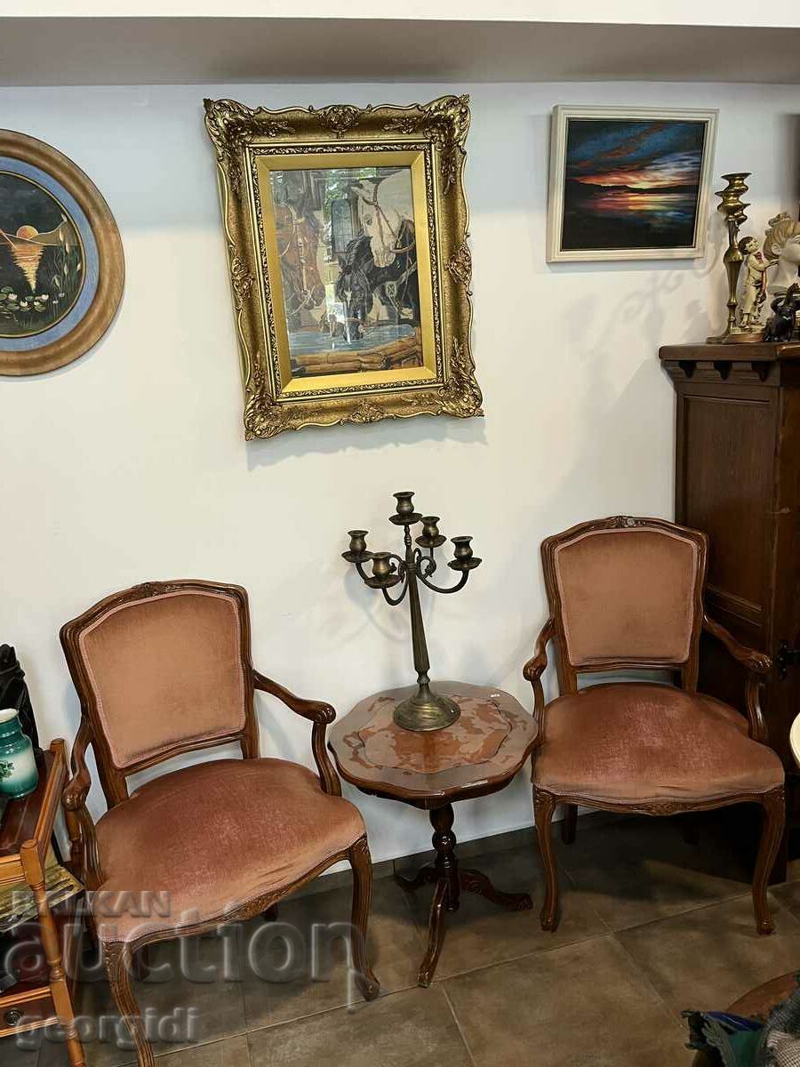 Unique old armchair type chairs. #3899