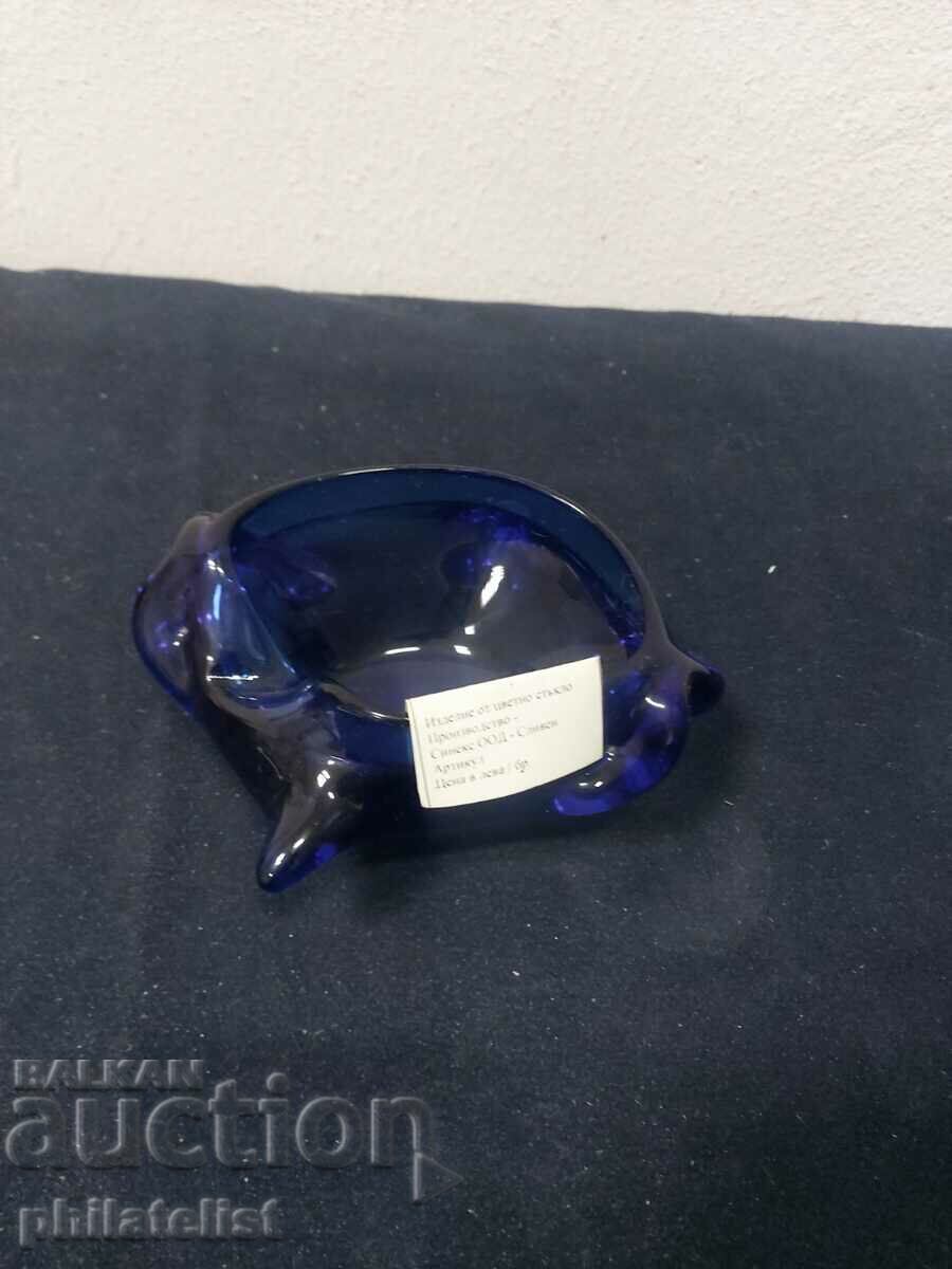 Нов пепелник - синьо стъкло