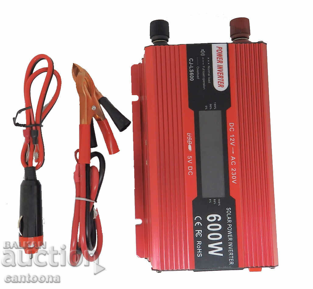 Auction  Car inverter CJ-LS600, 12V-220V, 600W - with display