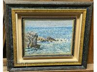 1600 Преслав Кършовски Море масло платно  Р. 43 / 37 см.