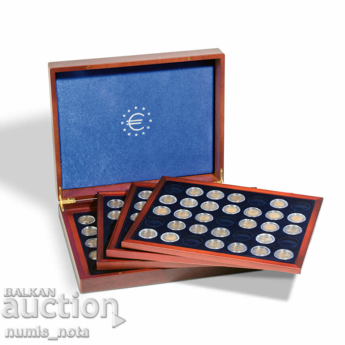 луксозна кутия VOLTERRA за 140 броя 2- евро монети в капсули