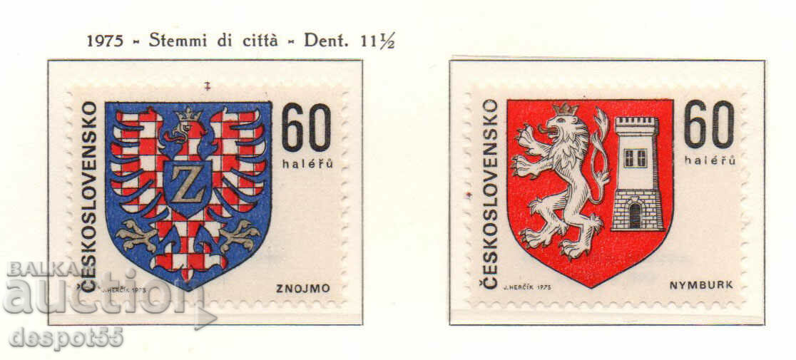 1975. Чехословакия. Гербовете на чешките регионални столици.