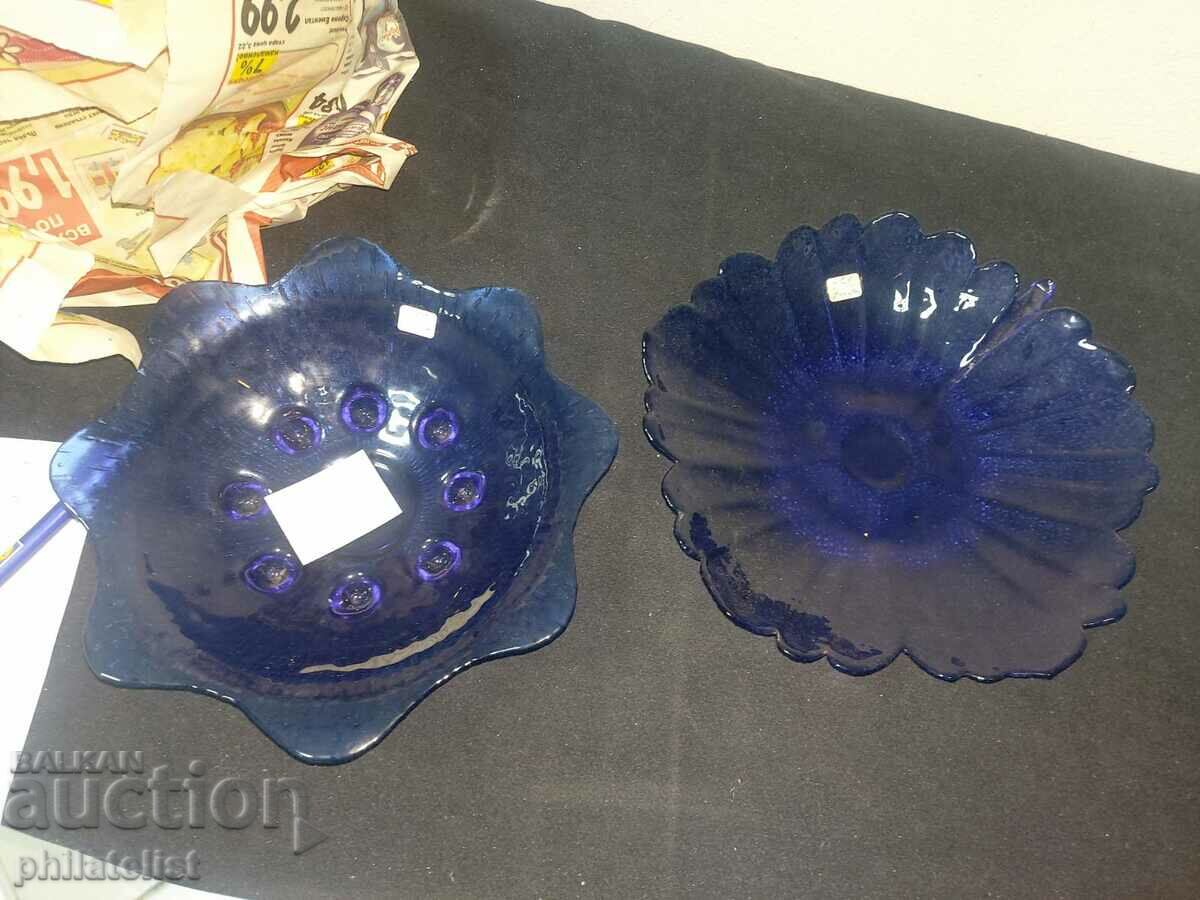 Auction  Set - 2 bowls - blue glass
