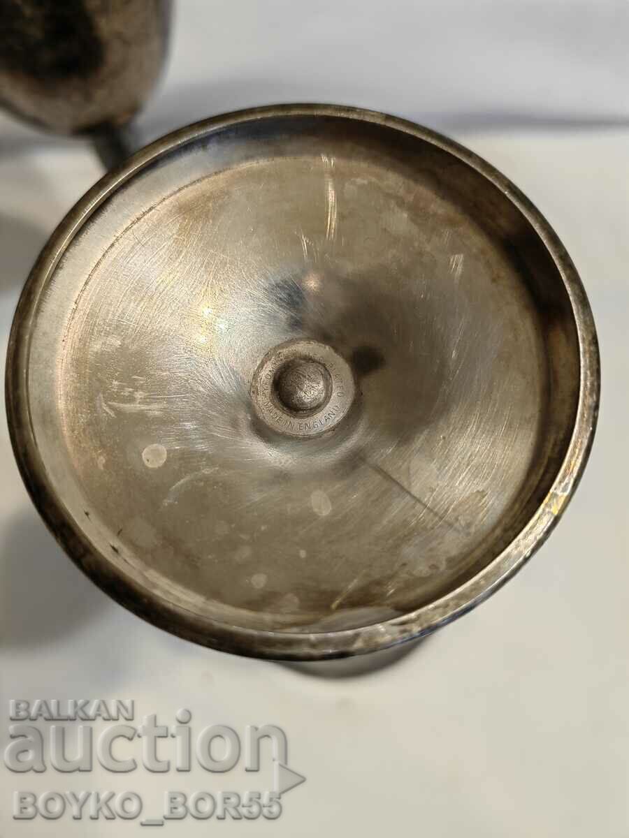 Two Antique English Bronze Silver Plated Cups - 5 Two Antique English Bronze Silver Plated Cups - 5