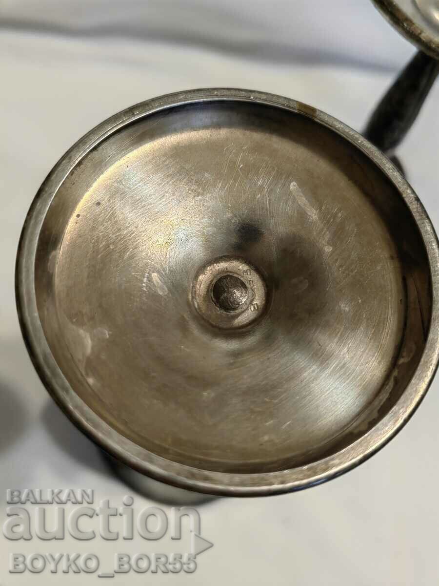 Two Antique English Bronze Silver Plated Cups - 6 Two Antique English Bronze Silver Plated Cups - 6