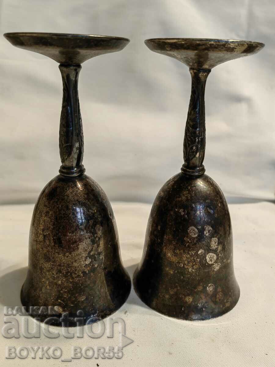 Two Antique English Bronze Silver Plated Cups - 7 Two Antique English Bronze Silver Plated Cups - 7