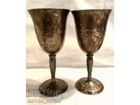 Two Antique English Bronze Silver Plated Cups