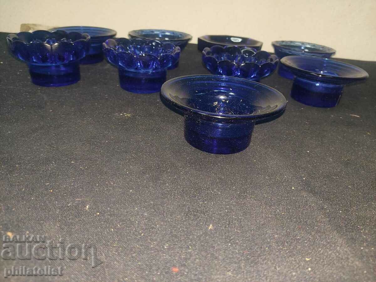 9 pieces - Candlesticks - blue glass with price 14.00 BGN | € 7.16 9 pieces - Candlesticks - blue glass with price 14.00 BGN | € 7.16