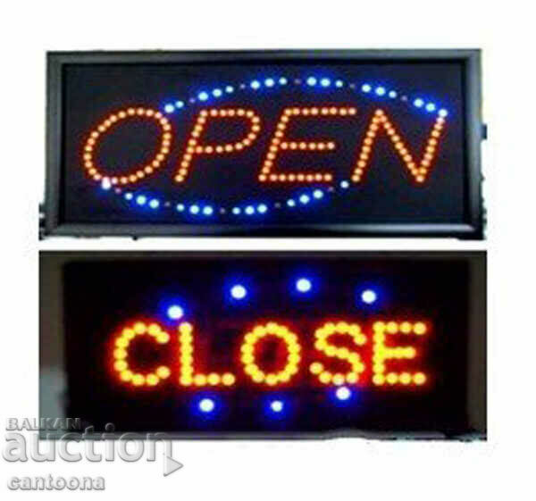 Illuminated advertising sign - OPEN/CLOSE, double changeable inscription