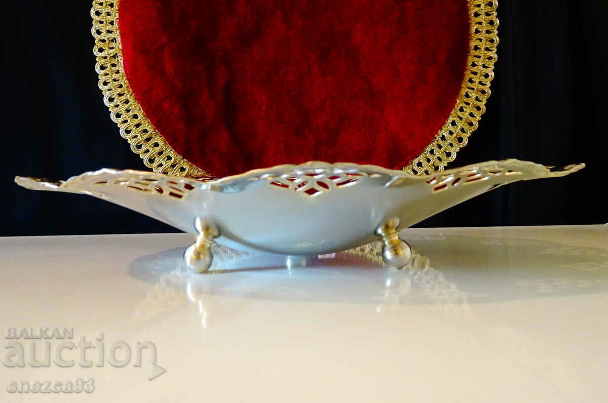 Auction Bronze fruit bowl with openwork, baroque relief, silver-plated Auction Bronze fruit bowl with openwork, baroque relief, silver-plated