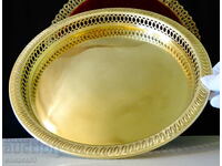 Brass tray, serving dish 33 cm., openwork.