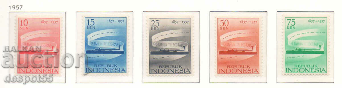 1957. Indonezia. A 100-a aniversare a telegrafelor din Indonezia.