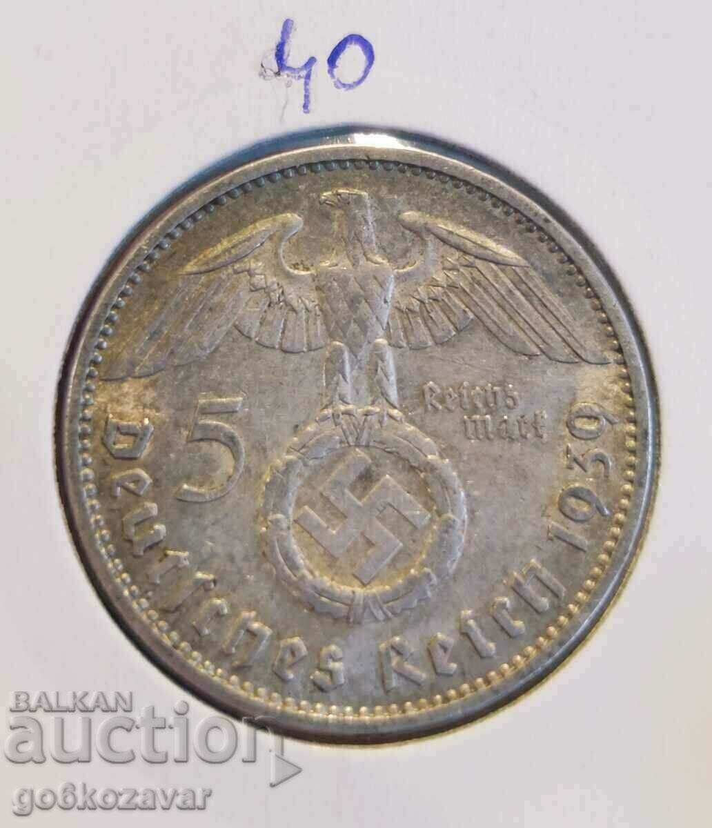 Германия Трети райх! 5 марки 1939г Сребро.
