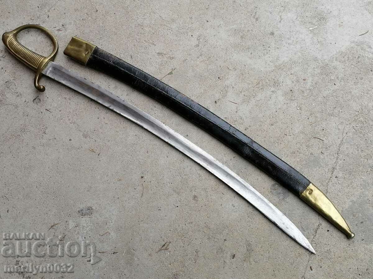 French saber with leather scabbard Napoleon cleaver blade guard with price 720.00 BGN | € 368.13 French saber with leather scabbard Napoleon cleaver blade guard with price 720.00 BGN | € 368.13