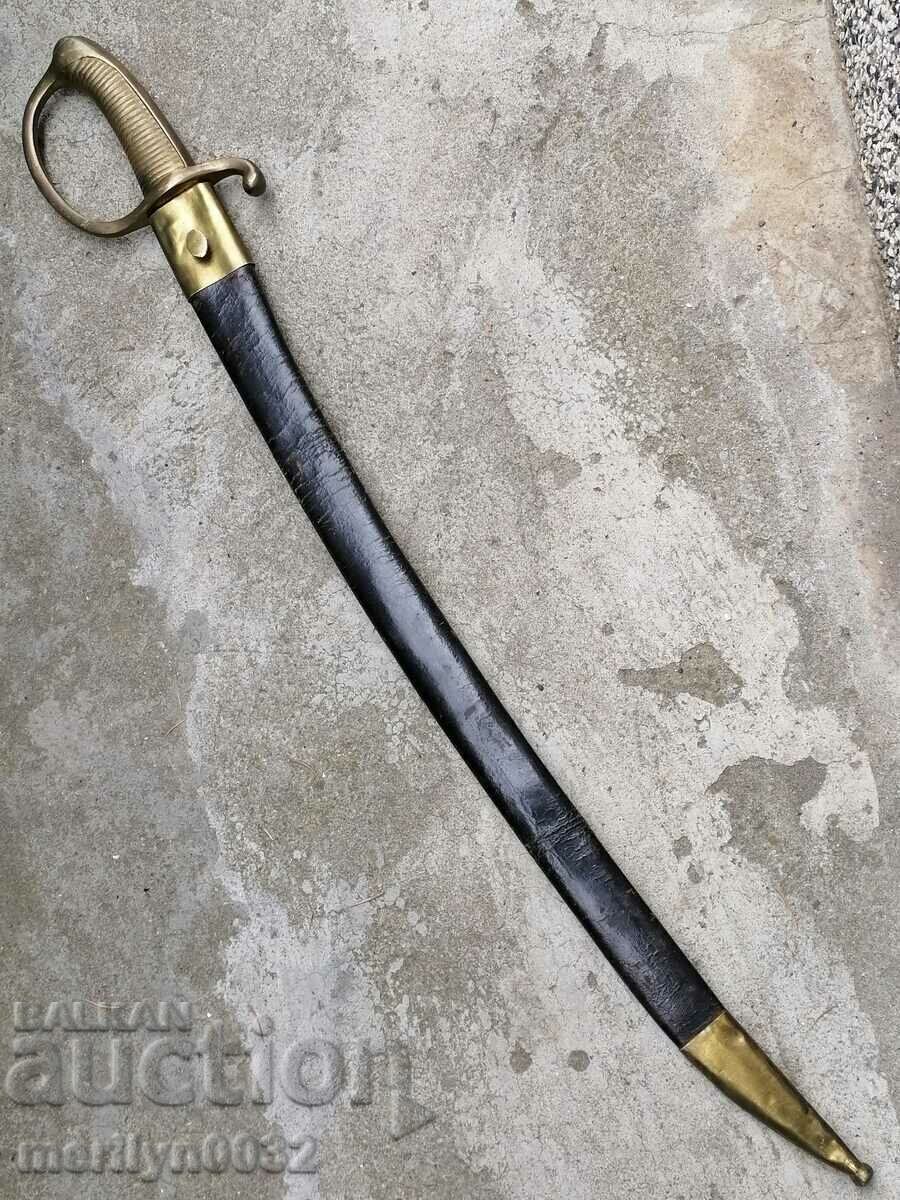 Delivery of French saber with leather scabbard Napoleon cleaver blade guard Delivery of French saber with leather scabbard Napoleon cleaver blade guard