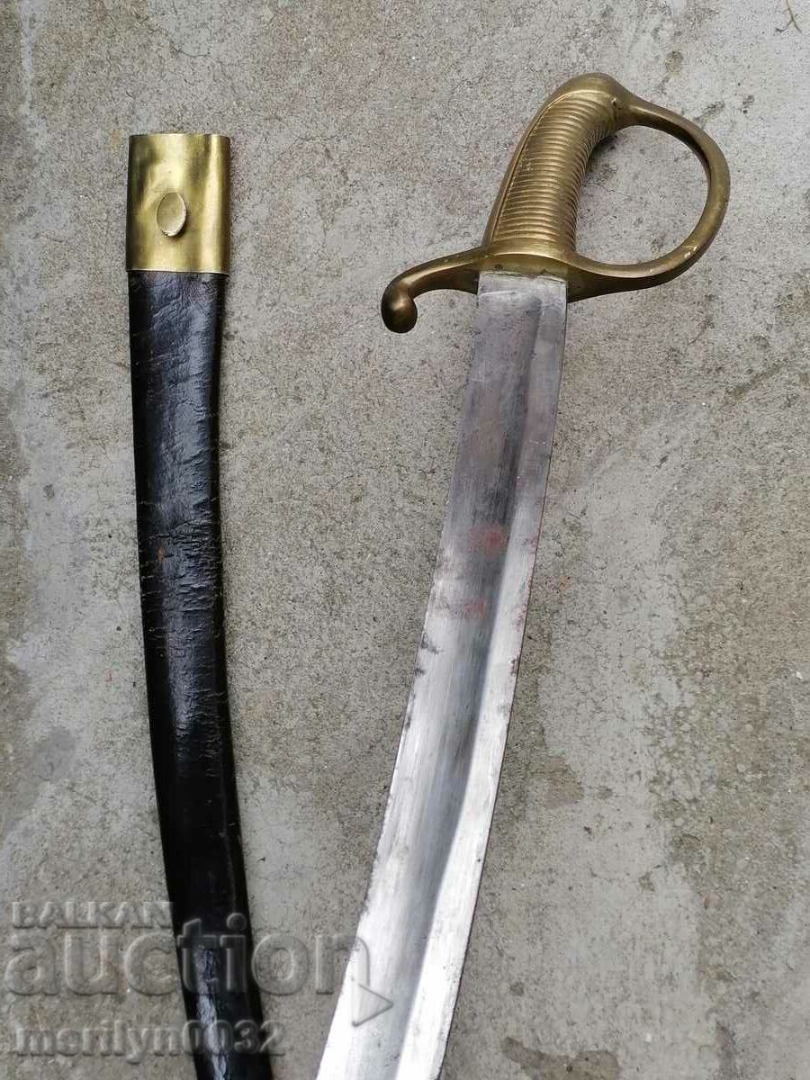 French saber with leather scabbard Napoleon cleaver blade guard - 7 French saber with leather scabbard Napoleon cleaver blade guard - 7