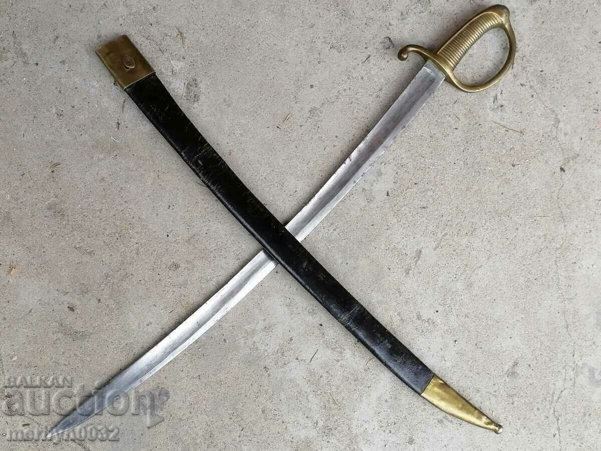 French saber with leather scabbard Napoleon cleaver blade guard French saber with leather scabbard Napoleon cleaver blade guard