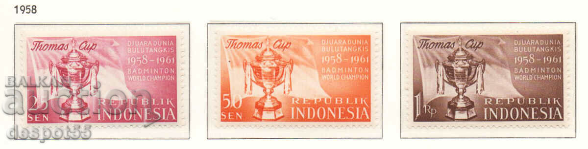 1958. Индонезия. Бадминтон - победа на в Световното п-во.