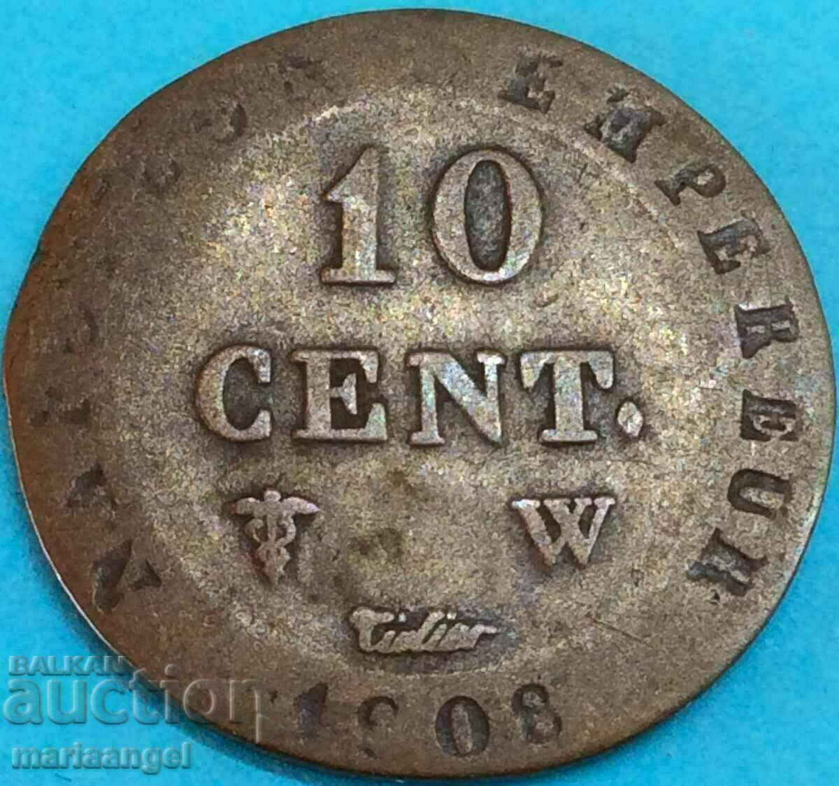 Napoleon Coronation 10 cents 1808 Germany Westphalia