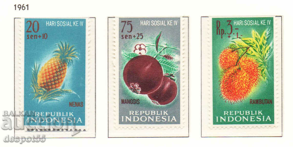 1961. Ινδονησία. Φιλανθρωπικά - Φρούτα.
