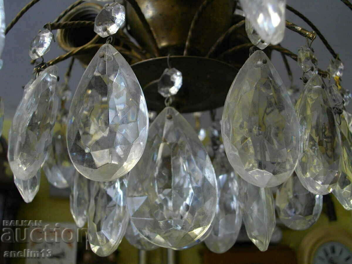 OLD CRYSTAL CHANDELIER LAMP - 5 OLD CRYSTAL CHANDELIER LAMP - 5