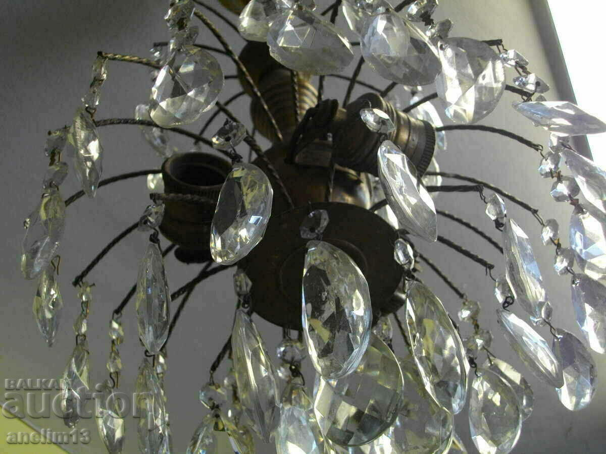 OLD CRYSTAL CHANDELIER LAMP - 7 OLD CRYSTAL CHANDELIER LAMP - 7