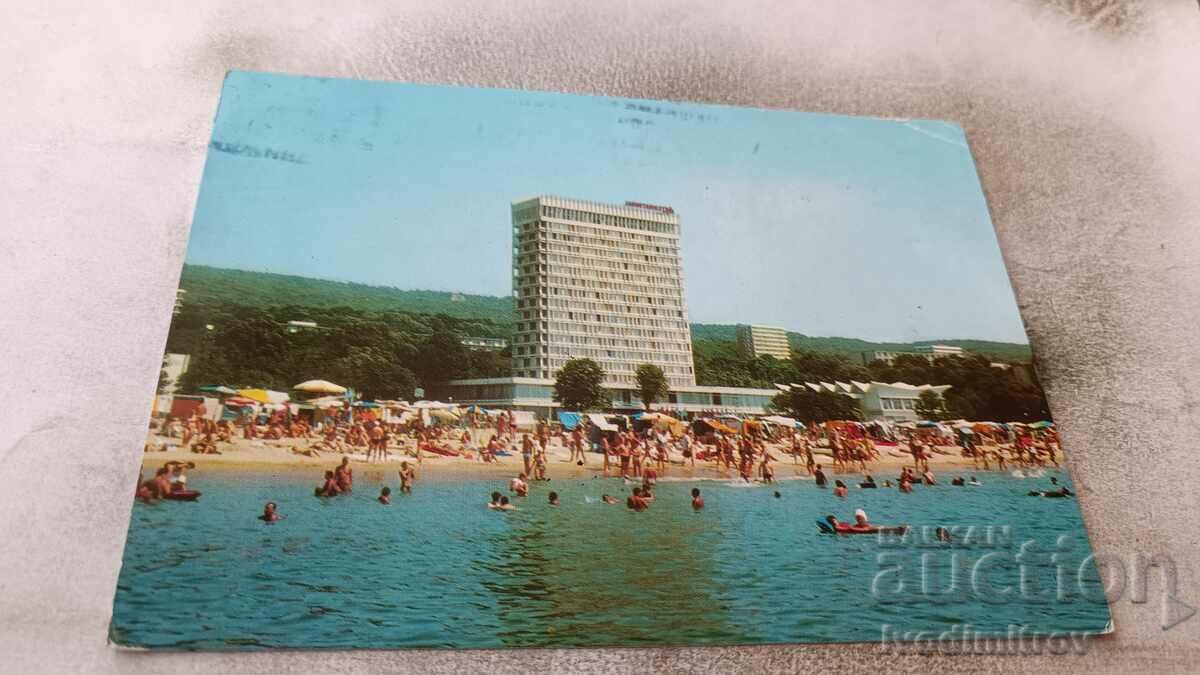 П К Златни пясъци Хотел Интернационал и плажът 1973