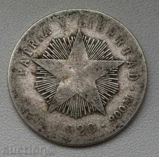 20 centavos argint Cuba 1920 - monedă de argint #2
