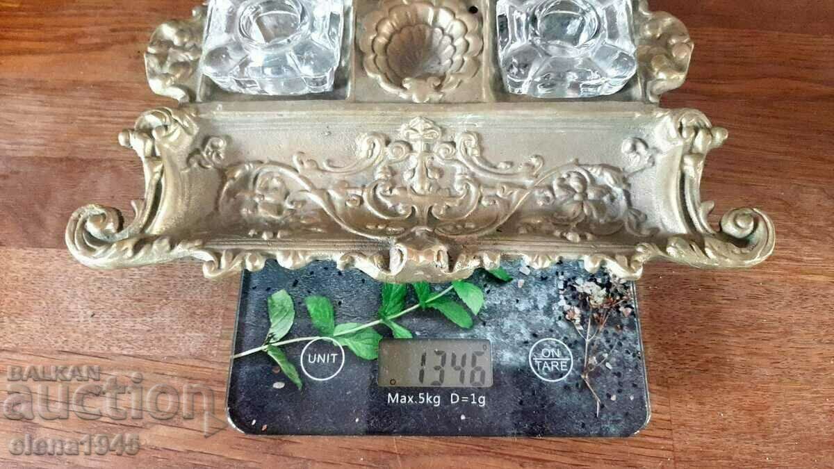 Auction Antique bronze inkwell Auction Antique bronze inkwell