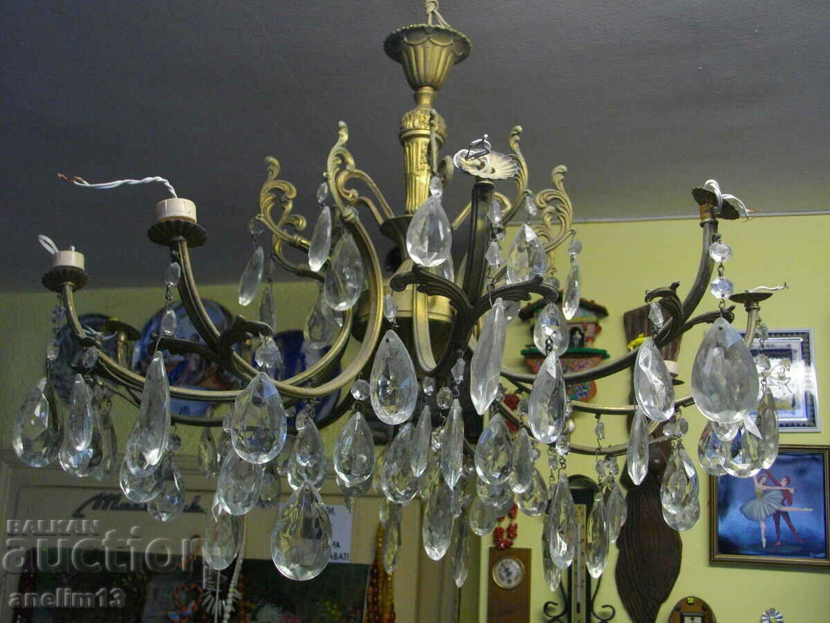 Auction OLD CRYSTAL CHANDELIER LAMP Auction OLD CRYSTAL CHANDELIER LAMP
