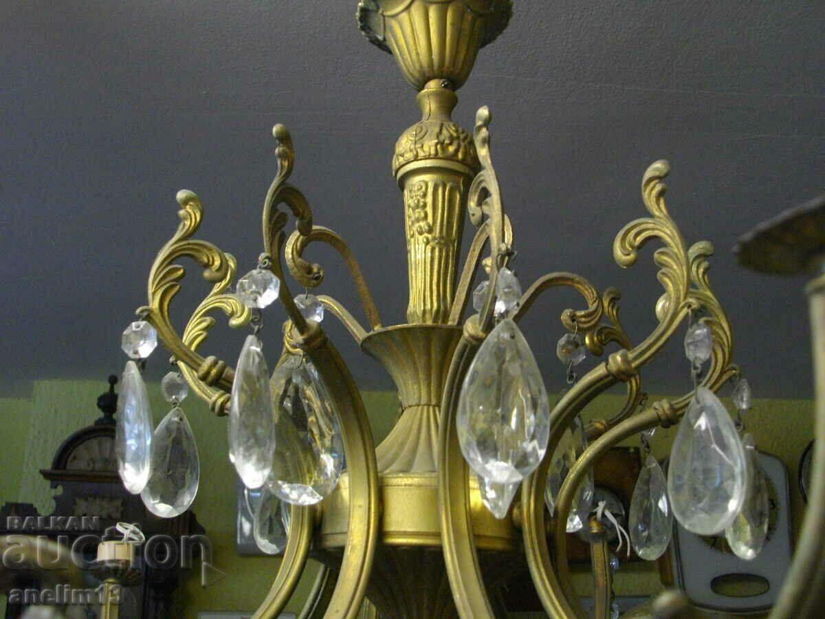 OLD CRYSTAL CHANDELIER LAMP - 5 OLD CRYSTAL CHANDELIER LAMP - 5