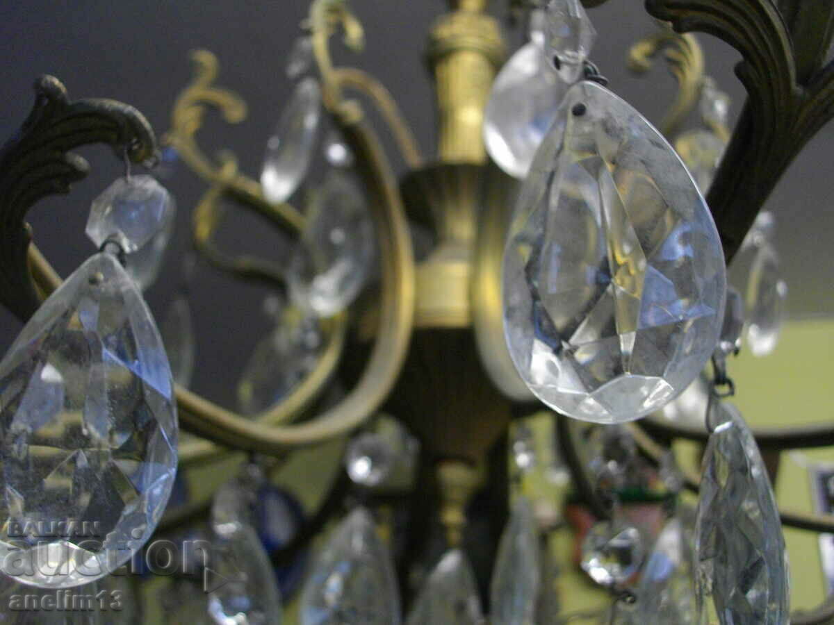 OLD CRYSTAL CHANDELIER LAMP - 6 OLD CRYSTAL CHANDELIER LAMP - 6