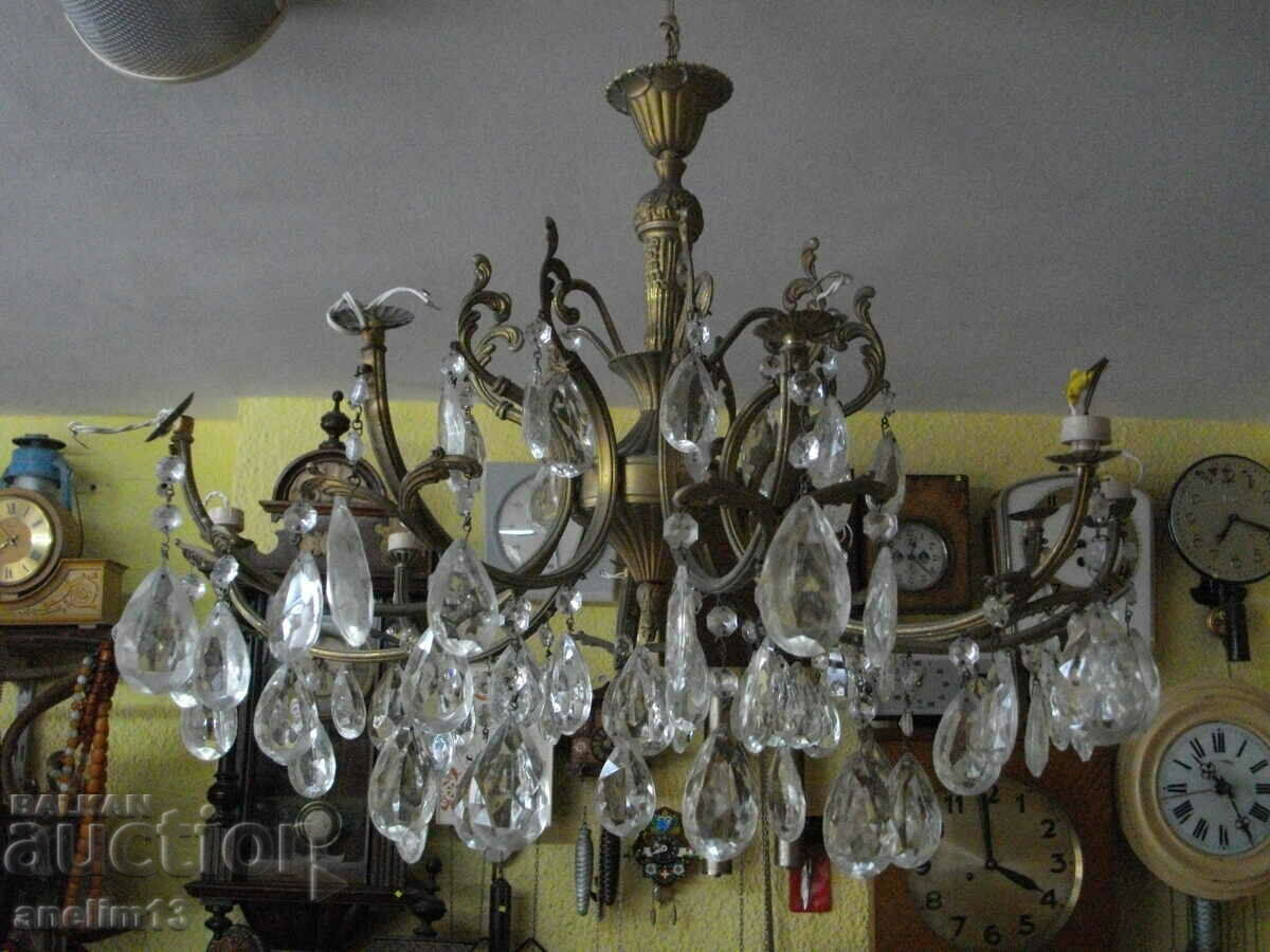 OLD CRYSTAL CHANDELIER LAMP - 7 OLD CRYSTAL CHANDELIER LAMP - 7